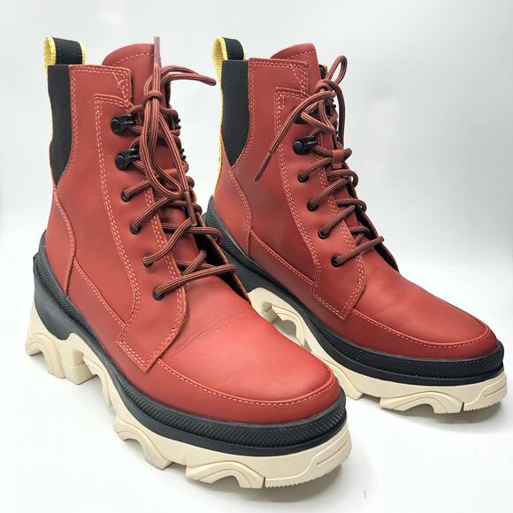 Sorel Brex Lug Sole Lace-Up Boots Wrap Red & Black Size US 7 - Picture 4 of 9